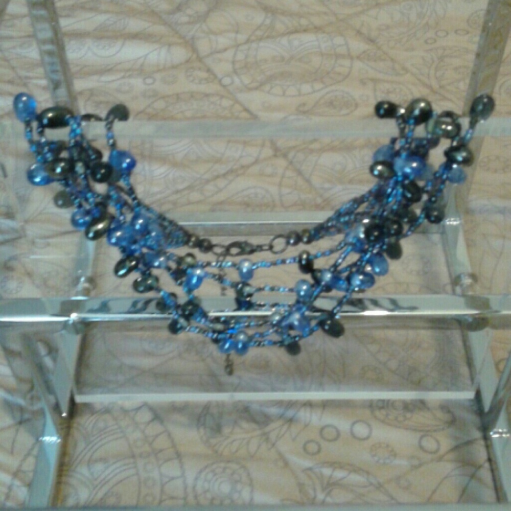 5 Strand Glass Beaded Adjustable Necklace